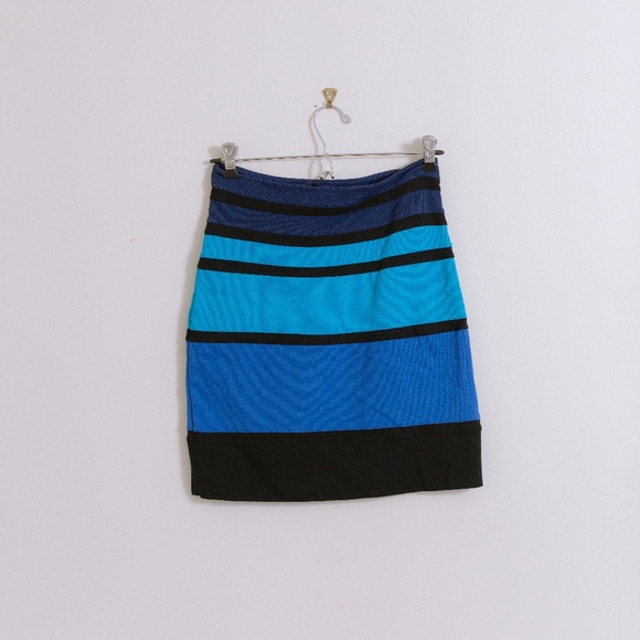 Blue High Waisted Mini Skirt-Express - Picture 3 of 4